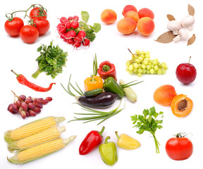 collection of ripe fruits vegetables