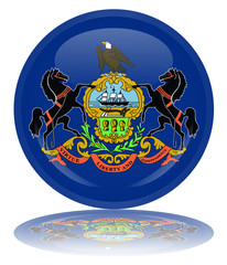 Pennsylvania Flag Round Button (Pennsylvanian Vector Reflection)