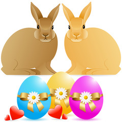 Osterhasen mit bunten Eiern