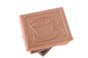 Stack of shortbread butter biscuits with chocolate