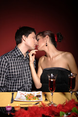 Couple at restaurant on dinner party