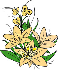 vector-the  bouquet of lilly flowers