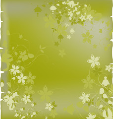 Green background with many flowers