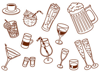 Drinks doodle set