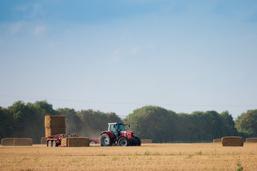 Obraz premium Stroh wird auf dem Feld gepresst