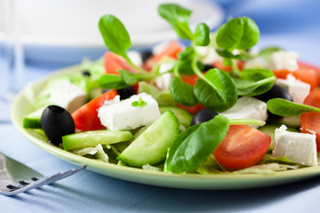 Salad with Feta Cheese and Tatsoi