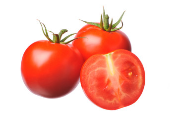 Tomatoes on a white background