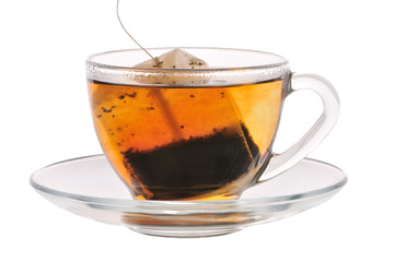 Cup with tea and tea bag