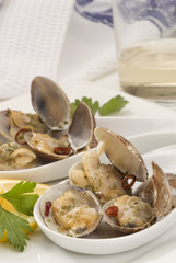 Spanish Cuisine. Clams fisherman's style.