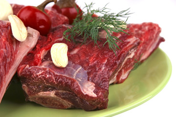 uncooked rib's very close up