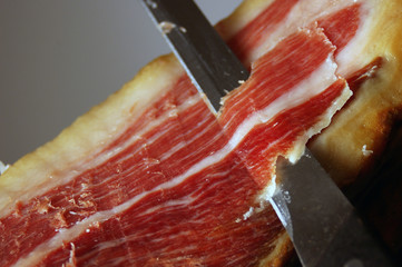 Court of a typical Jamon Iberico ham from Spain