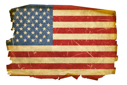 United States Flag old, isolated on white background
