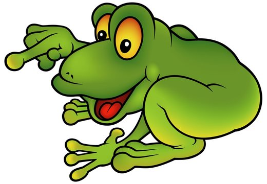 Happy Green Frog - cartoon illustration