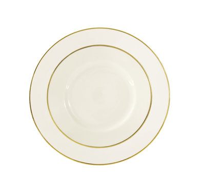 set of white with gold dinnerware