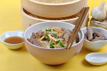 oriental style noode with organic beef