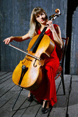 Beautiful cello musician