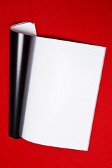 magazine's page on red background