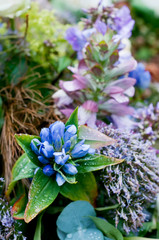 blue arrangement for funeral