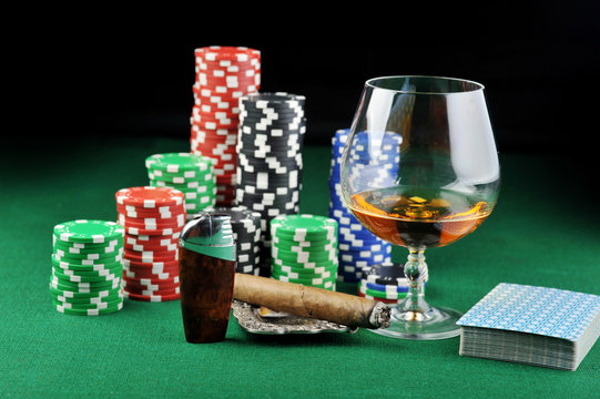 drink and playing cards