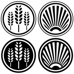 Healthy food and agriculture symbols or design icons