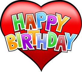 happy birthday letters on heart isolated