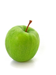 Green apple on white background