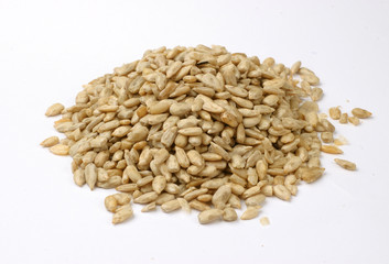 Dried Sun flower seed close up with white background