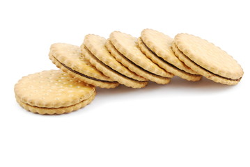 Chocolate cookies on white