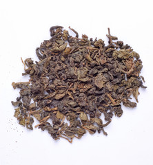 Chinese tea leaves close up or macro