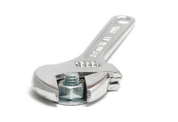 Adjustable Wrench with Bolt, Nut, and Washer