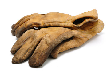 Old Dirty Leather Work Gloves