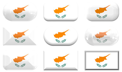 nine glass buttons of the Flag of Cyprus