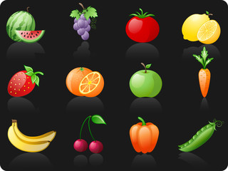 Fruit and  Vegetables_black background