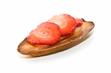 pastel barquillo de fresa con crema