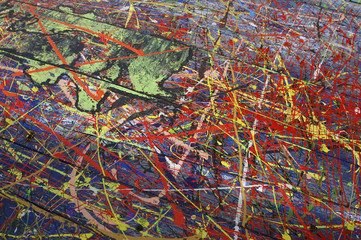 pintura abstracta en madera