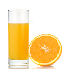 orange juice and orange isolated on white
