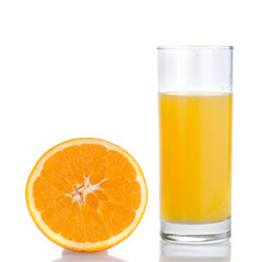 orange juice and orange isolated on white