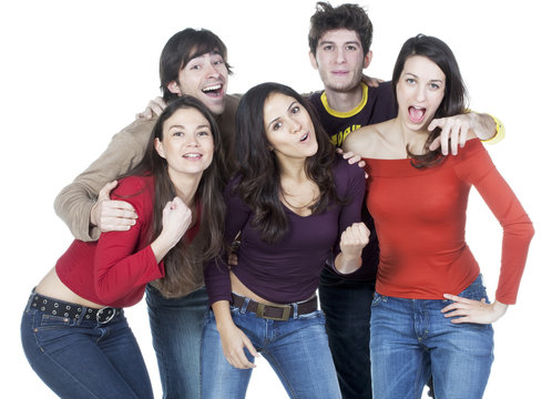 groupe de jeunes heureux f&ecirc;te