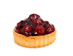 Cherry pie over white background