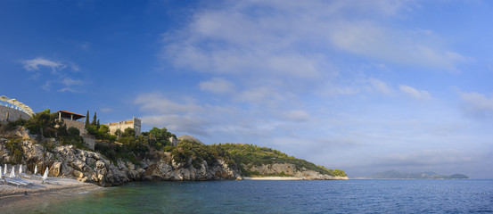 Fototapeta premium panoramic view of mediterranean shore near Dubrovnik, Croatia