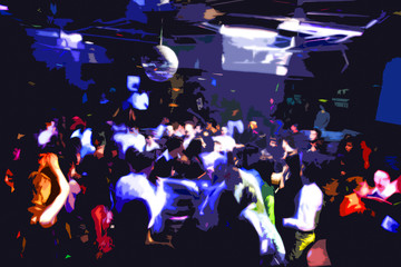 Disco dancing people