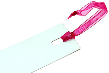 étiquette bristol ruban satin rose fond blanc