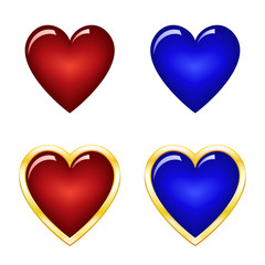 Blue and red hearts