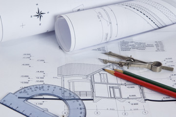 The house construction plan, the closed composition