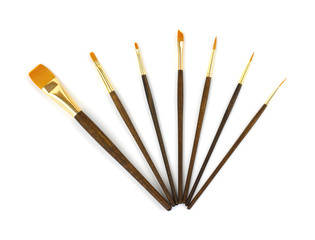 Assorted acrylic paint brushes