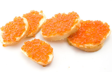 Obraz na płótnie Canvas sandwiches with red caviar