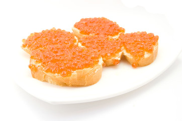 Naklejka na ściany i meble sandwiches with caviar on plate