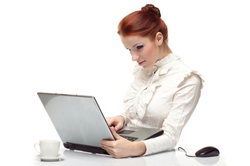 Business woman working on her laptop.