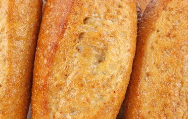 Close view of wheat sub rolls