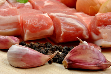 boneless streaky slices on a timber board